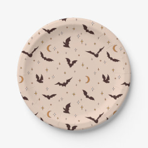 Boho Bats and Stars Halloween Pattern Pappteller