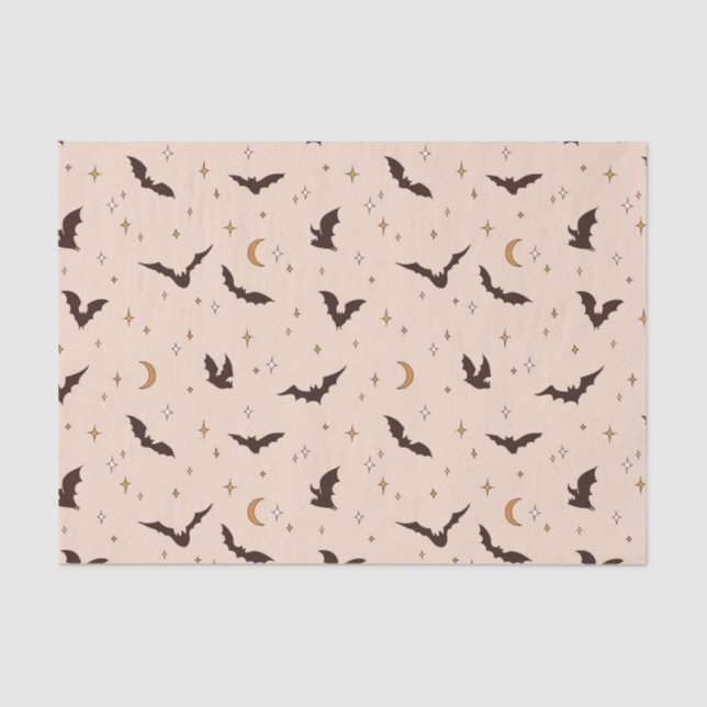 Boho Bats and Stars Halloween Pattern Seidenpapier (Vorderseite)