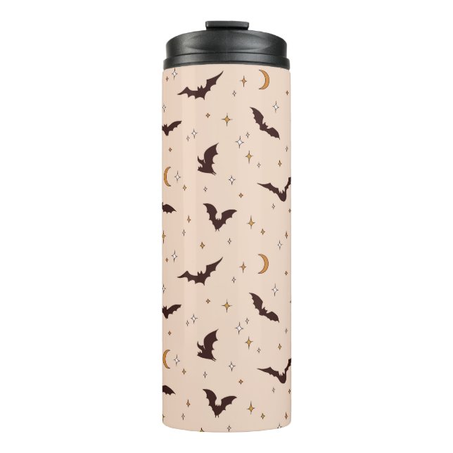 Boho Bats and Stars Halloween Pattern Thermosbecher (Vorderseite)