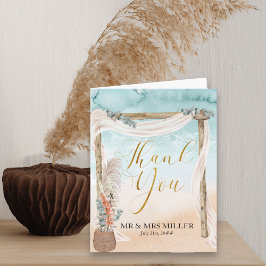Boho Beach Arbor Destination Wedding Dankeskarte