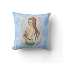 Boho Beach Blue Ocean Meerjungfrau Wasserfarbe