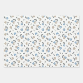 Boho Beach Cherries - beige blaue Fruchtmuster. Geschenkpapier Set