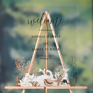 Boho Beach Coral Reef Mariage Bienvenue