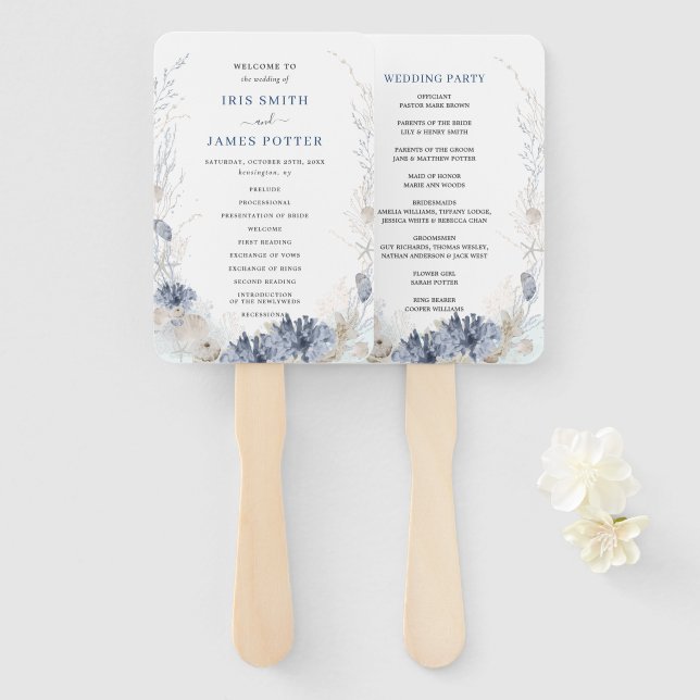 Boho Beach Destination Hampton Wedding Program Fächer (Vorne und Hinten)