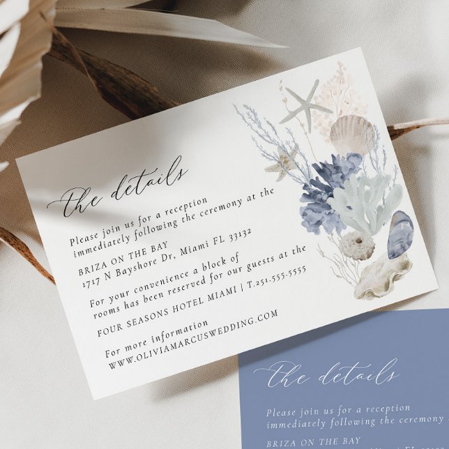 Boho Beach Elegante Wedding Details Eintrittskarte Begleitkarte (Details Card 2 Colors)