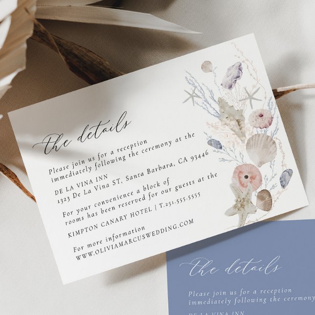 Boho Beach Elegante Wedding Details Eintrittskarte Begleitkarte (Details Card 2 Colors)