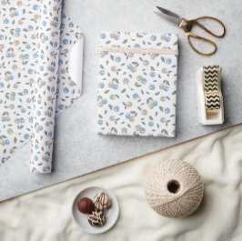 Boho Beach Kirschen - beige blaues Fruchtmuster. Geschenkpapier