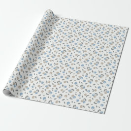 Boho Beach Kirschen - beige blaues Fruchtmuster. Geschenkpapier