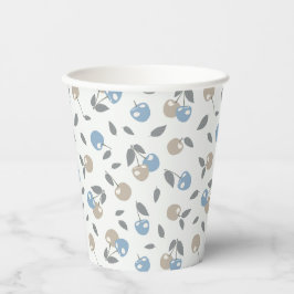 Boho Beach Kirschen - beige blaues Fruchtmuster. Pappbecher