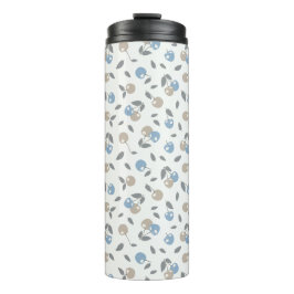 Boho Beach Kirschen - beige blaues Fruchtmuster. Thermosbecher