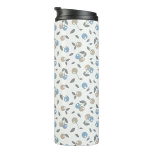 Boho Beach Kirschen - beige blaues Fruchtmuster. Thermosbecher