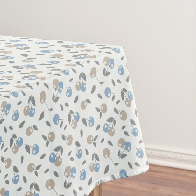 Boho Beach Kirschen - beige blaues Fruchtmuster. Tischdecke (Beispiel)