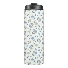 Boho Beach Kirschen - Salbei-blaues Fruchtmuster. Thermosbecher