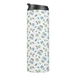 Boho Beach Kirschen - Salbei-blaues Fruchtmuster. Thermosbecher