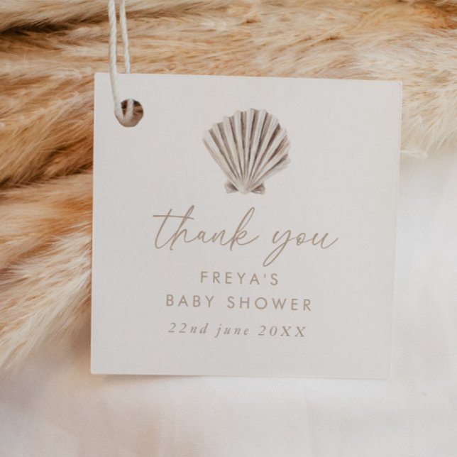 Boho Beach Muschel Babydusche Geschenkanhänger (Zazzle Boho Beach Shell Baby Shower Favor Tags)