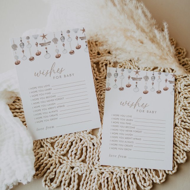 Boho Beach Muschel wünscht eine Babykarte Einladung (Zazzle Boho Beach Shell Wishes for Baby Card)