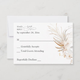 Boho Beach Tropical Beige Floral ni Meal UAWG 2 RSVP Karte