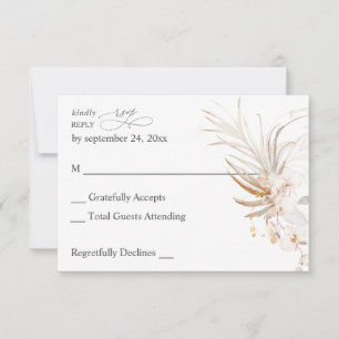Boho Beach Tropical Beige Floral ni Meal UAWG 2 RSVP Karte