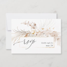 Boho Beach Tropical Beige Floral w Meal UAWG 2 RSVP Karte