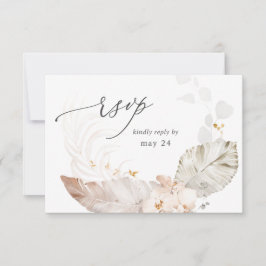 Boho Beach Tropical Beige Floral w Meal UAWG RSVP Karte