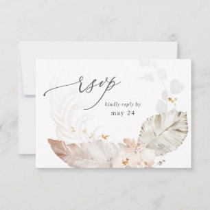 Boho Beach Tropical Beige Floral w Meal UAWG RSVP Karte
