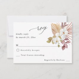 Boho Beach White Floral no Meal UAWG RSVP Karte