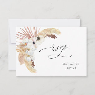 Boho Beach White Floral w Meal UAWG RSVP Karte
