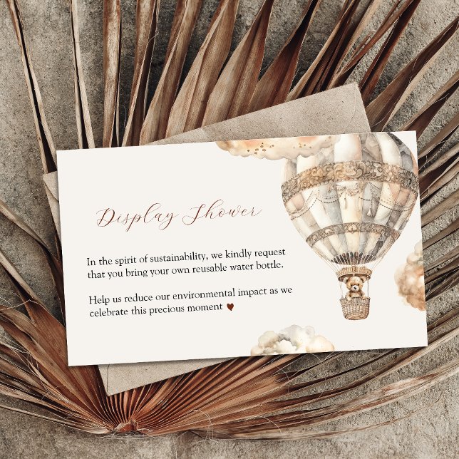 Boho Bear Air Ballon Babydusche Einschließkarte Begleitkarte (Boho Chic Bear Display Shower Enclosure Card)