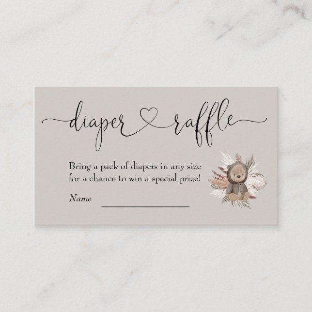 Boho Bear Baby Duschdusche Windelwanne Begleitkarte (Vorderseite)