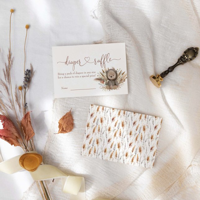 Boho Bear Baby Duschdusche Windelwanne Begleitkarte (Von Creator hochgeladen)