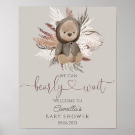 Boho Bear Baby Dusche Willkommen Poster