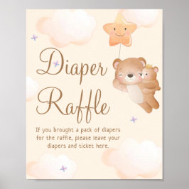 Boho Bear Baby Duwer Gender Neutral Diaper Raffle Poster