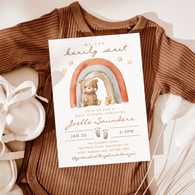 Boho Bear Baby Shower Einladung | Bärenbaby (Von Creator hochgeladen)