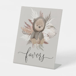 Boho Bear Baby Shower favorisiert Pedestal Sign Sockelschild