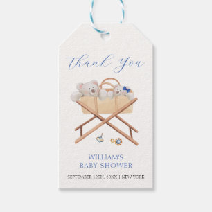 Boho Bear Bassinet Toy Boy Baby Dusche Vielen Dank Geschenkanhänger
