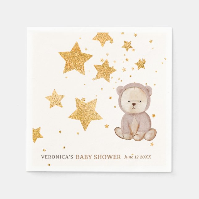 Boho Bear Celestial Baby Shower Serviette (Vorderseite)
