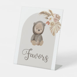 Boho Bear Pampas Grass Baby Duwer Favoriten Sockelschild