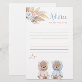 Boho Bear Twins Conseils pour maman d'être carte