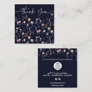 Boho bearbeitbare Blumenmuster Reihenfolge danke Quadratische Visitenkarte
