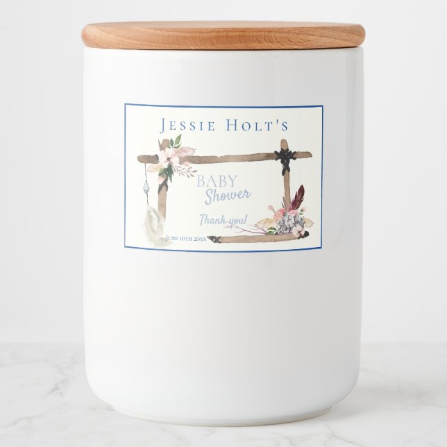 Boho Beautiful Southwestern Baby Dusche Lebensmitteletikett (Vorderseite)