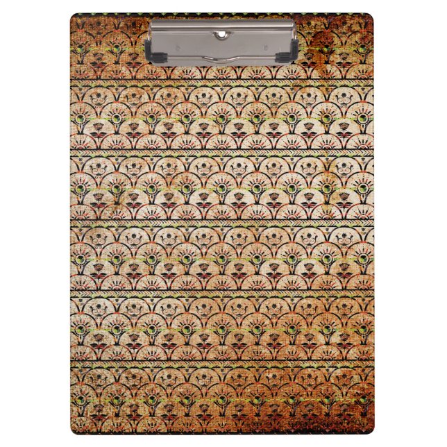 Boho Beauty, Brown Pattern Grunge Clipboard Klemmbrett (Vorderseite)