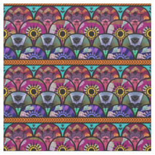 Boho Beauty, Lila, Aqua, Violet, Wiederholungsmust Stoff