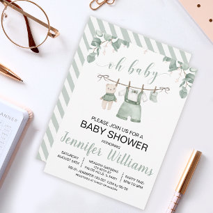 Boho bébé vêtements baby shower invitation