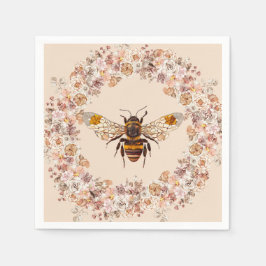 Boho Bee Watercolor Wildblume Serviette