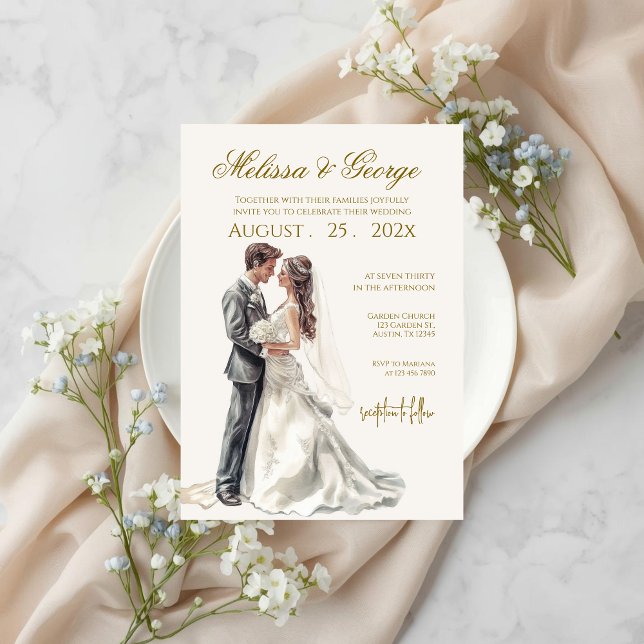 Boho beig mit Braut Hochzeit Einladung (Von Creator hochgeladen)