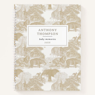 Boho Beige Animals Safari Chinoiserie Girl Boy Notizbuch