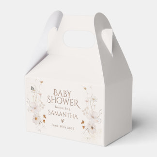 Boho Beige Aquarell Blumen Garten Baby Shower Geschenkschachtel