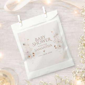 Boho Beige Aquarell Blumen Garten Baby Shower Geschenktütchen