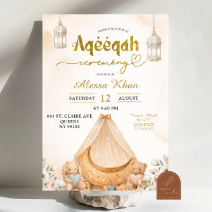 Boho Beige Blumen-Aqeeqah Einladung