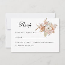 Boho-beige Blumeneinladungskarte zur Antwort